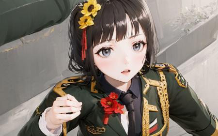 07634-447031456-((masterpiece,best quality)),((1girl)), Female soldier,military uniform,Beautiful face,Black hair,sunlight,maple leaves,.png